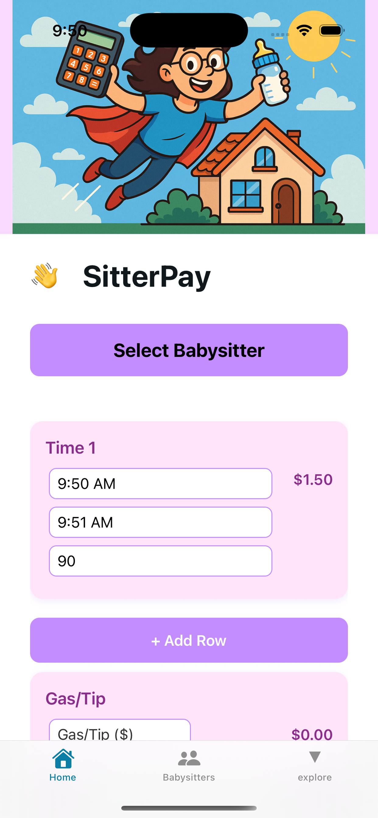 SitterPay App Screenshot